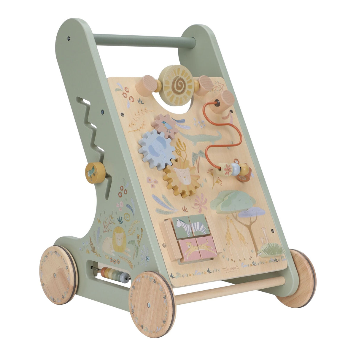 Little Dutch Aktivitätslaufwagen Grün Safari Friends – Produktbild 1