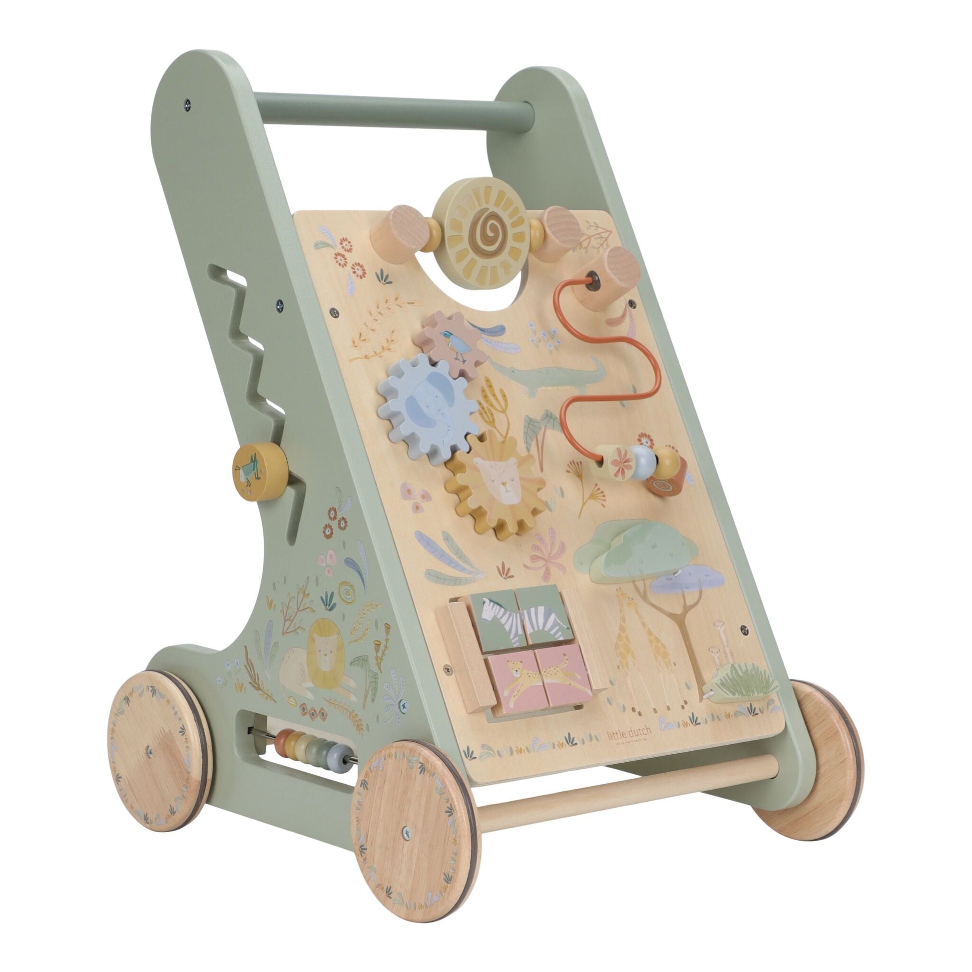 Little Dutch Aktivitätslaufwagen Grün Safari Friends – Produktbild 1