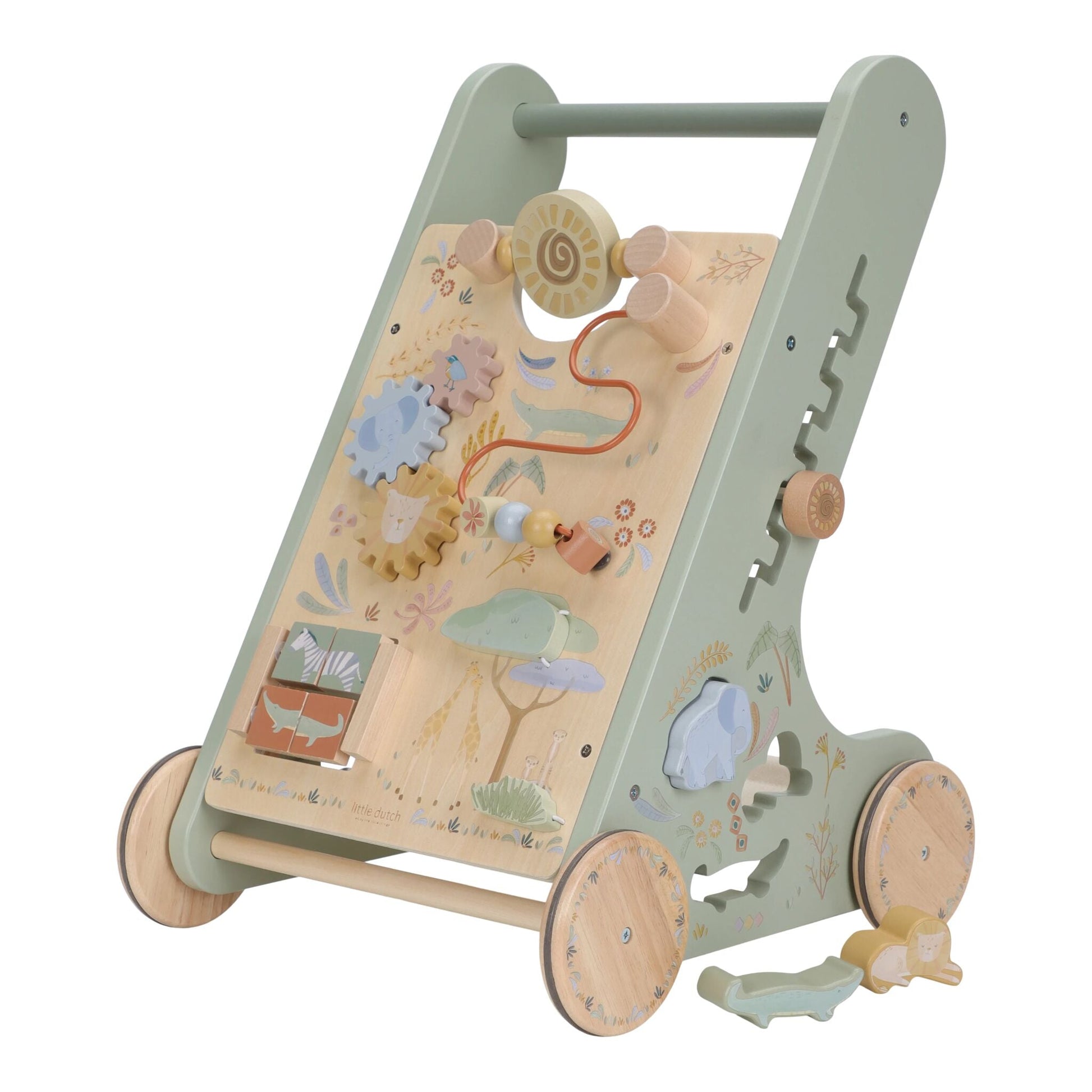Little Dutch Aktivitätslaufwagen Grün Safari Friends – Produktbild 3