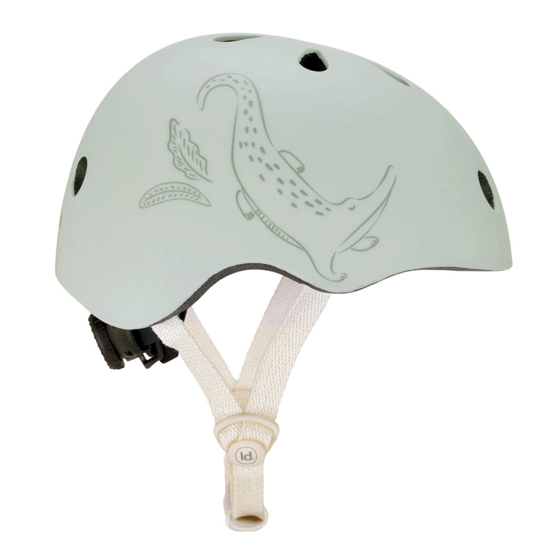 Little Dutch Kinderhelm Gruen Mintgrün mit Safari Liniendruck seitliche Studio Ansicht
