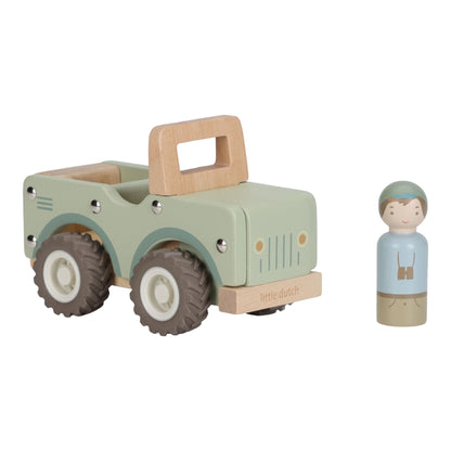 Little Dutch Safariauto aus Holz Grün – Studioaufnahme