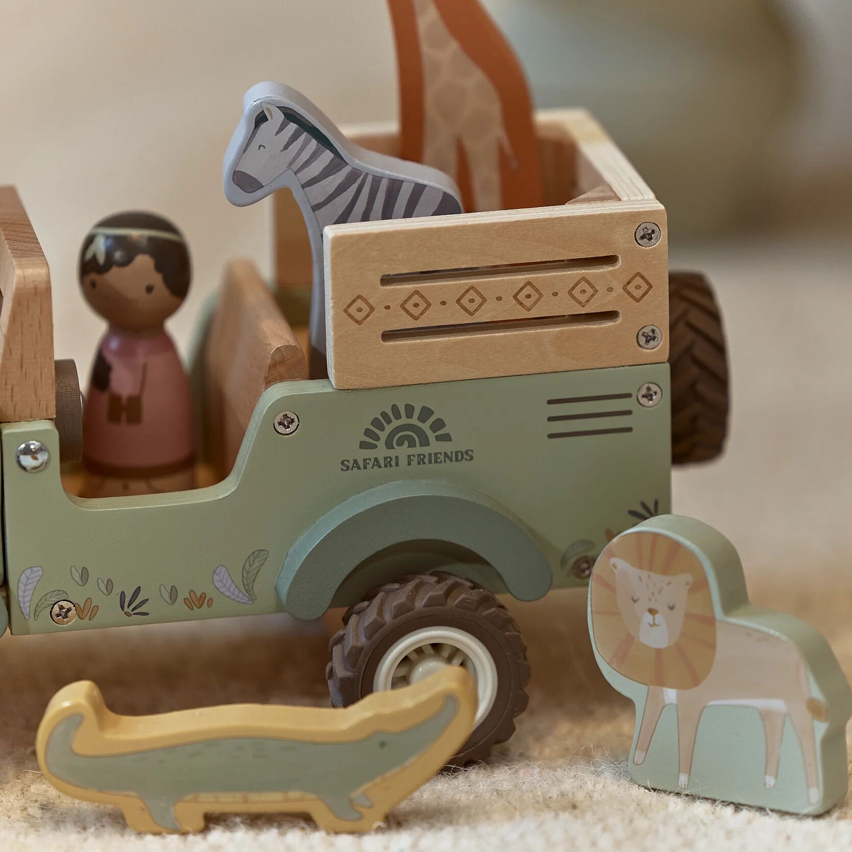 Little Dutch Safariauto aus Holz mit Tieren Grün Safari Friends – Bild 6