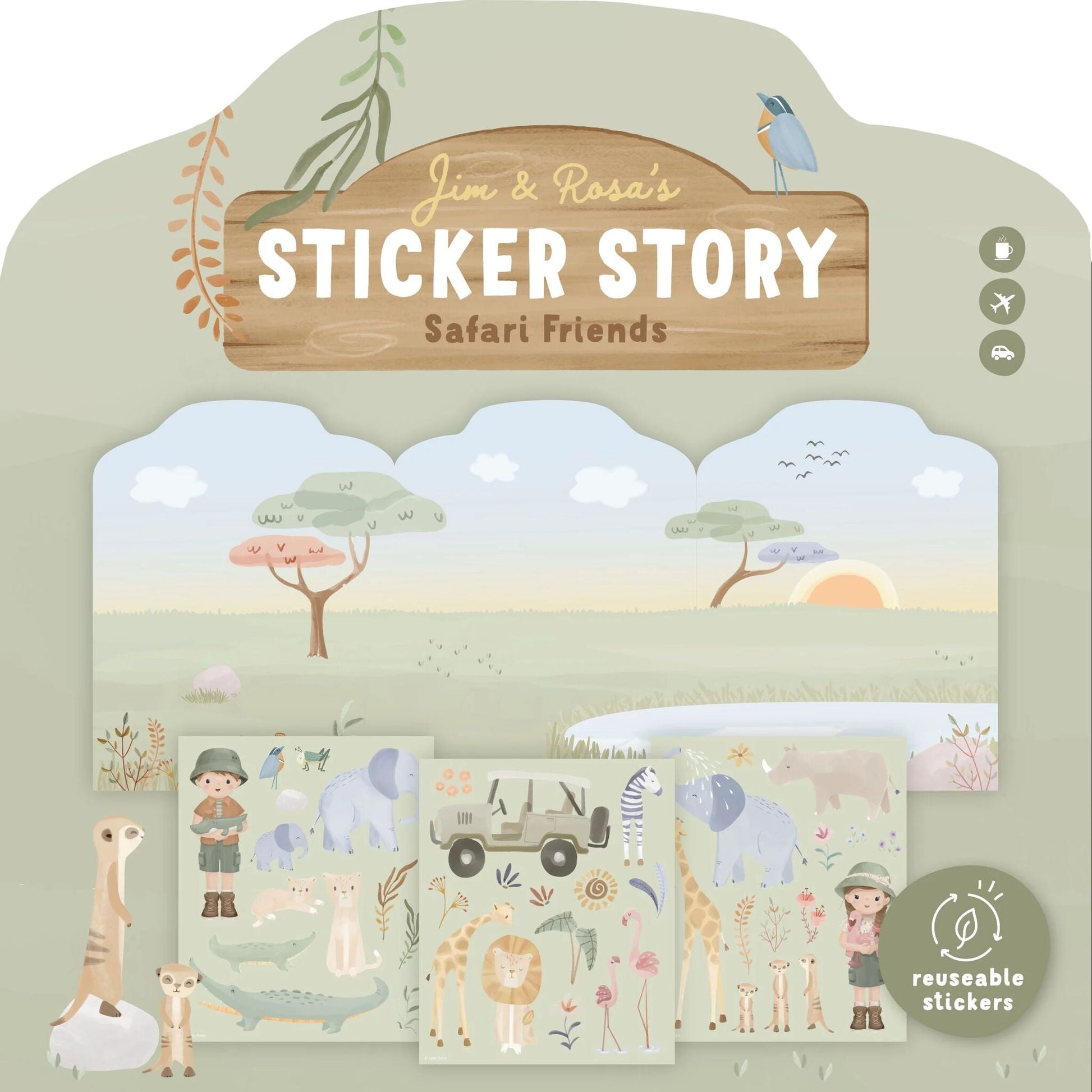 Little Dutch Wiederverwendbares Stickerbuch Jim und Rosa Safari Friends – Detailansicht 2