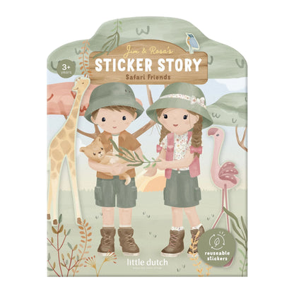 Little Dutch Wiederverwendbares Stickerbuch Jim und Rosa Safari Friends – Studioaufnahme