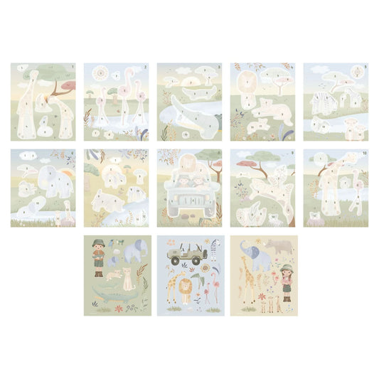 Little Dutch Stickerbuch nach Zahlen Jim Safari Friends – Seitenansicht