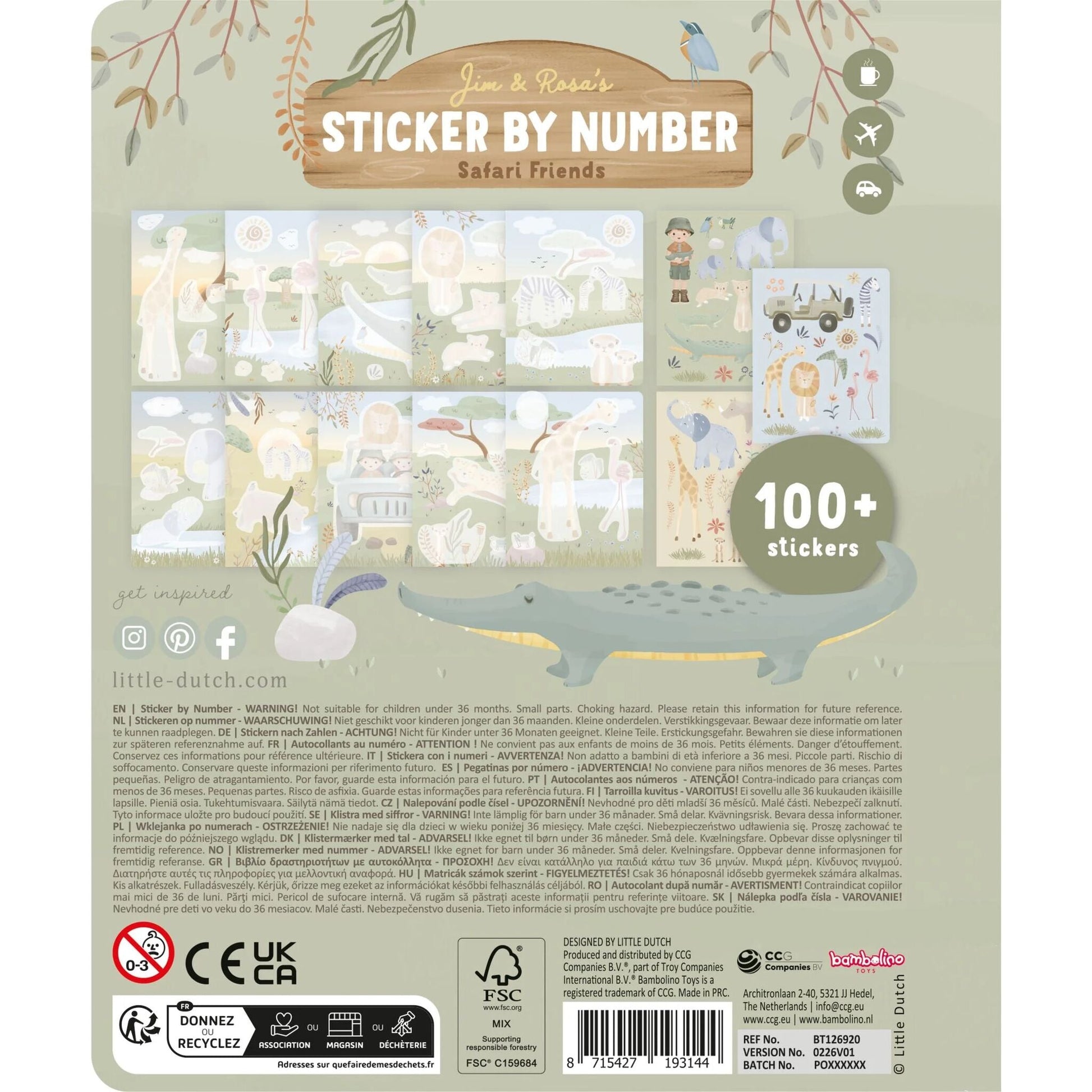 Little Dutch Stickerbuch nach Zahlen Jim Safari Friends – Detailansicht 2