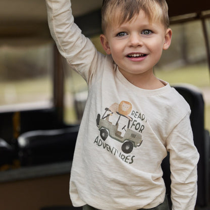 Beiges Langarmshirt mit Safari-Auto