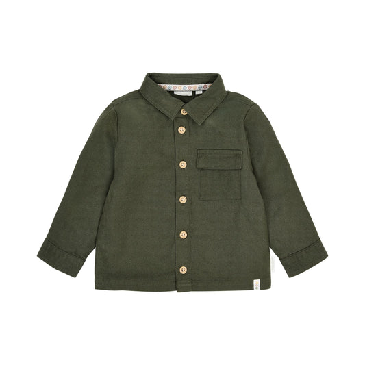 Little Dutch Overshirt Grün, Frontalansicht mit Brusttasche