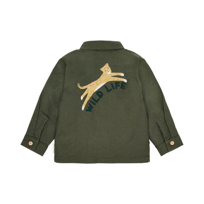 Overshirt Grün mit Safari-Stickerei