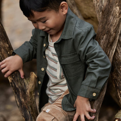 Overshirt Grün mit Safari-Stickerei