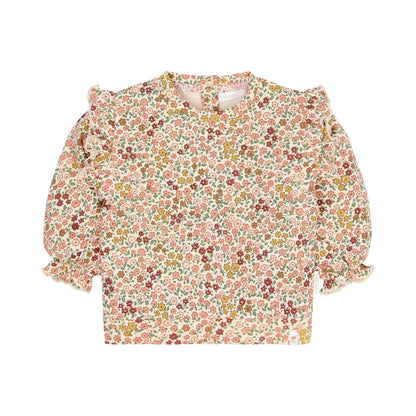 Pullover Rosa Blumendruck mit Rüschen