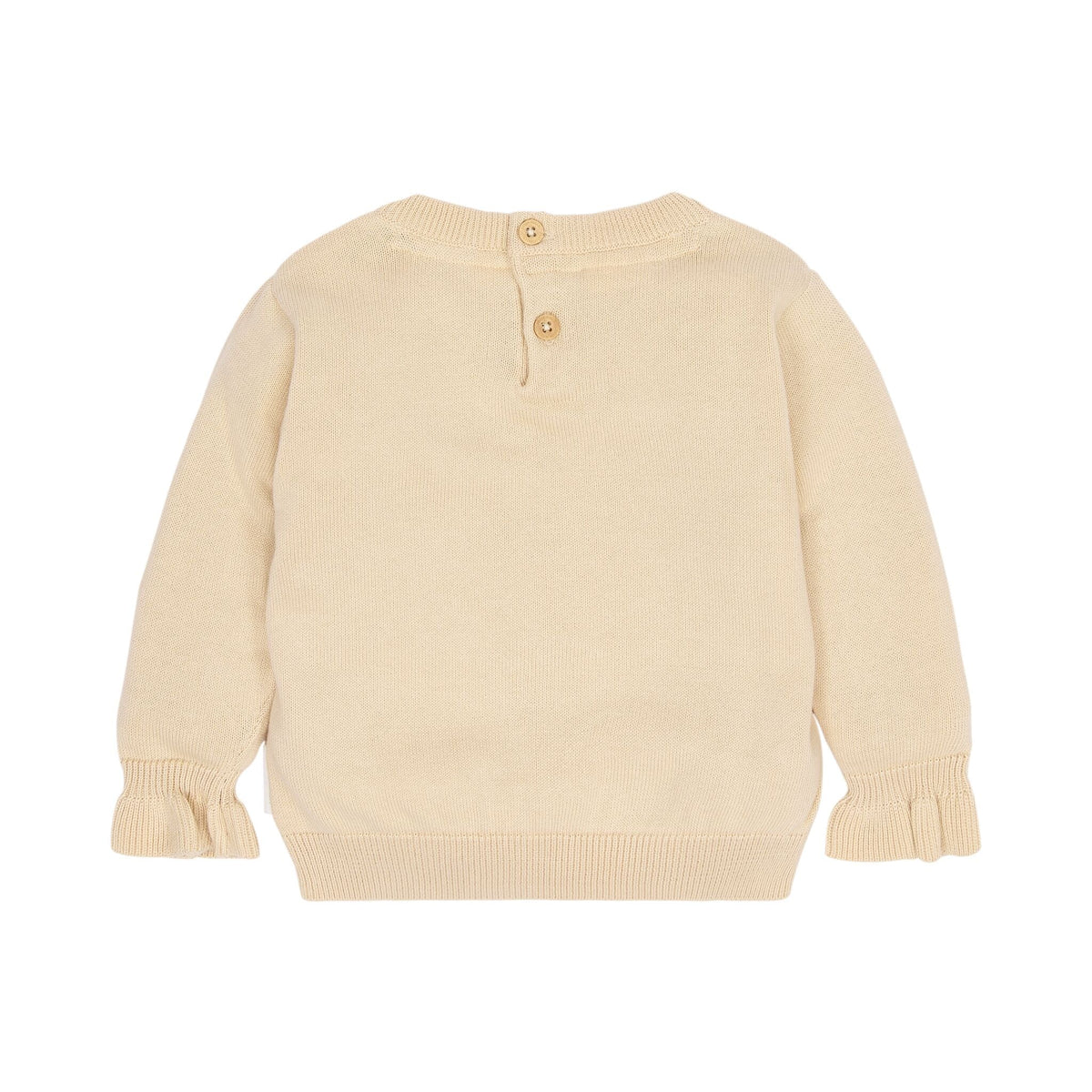 Gestrickter Pullover Beige mit Blumenstickerei