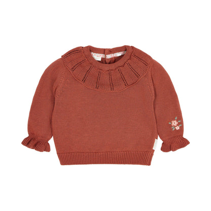 Strickpullover Rosa mit Rüschen Little Dutch