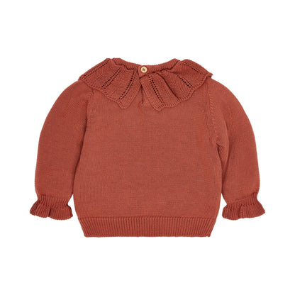 Strickpullover Rosa mit Rüschen Little Dutch Detail