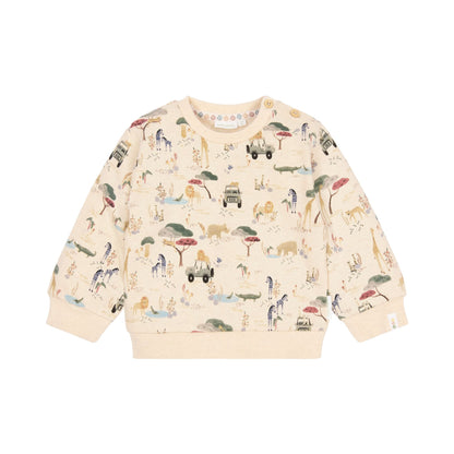 Pullover Beige mit Safari-Print