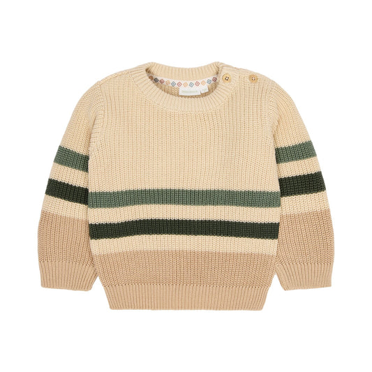 Gestrickter Pullover Sand gestreift Little Dutch