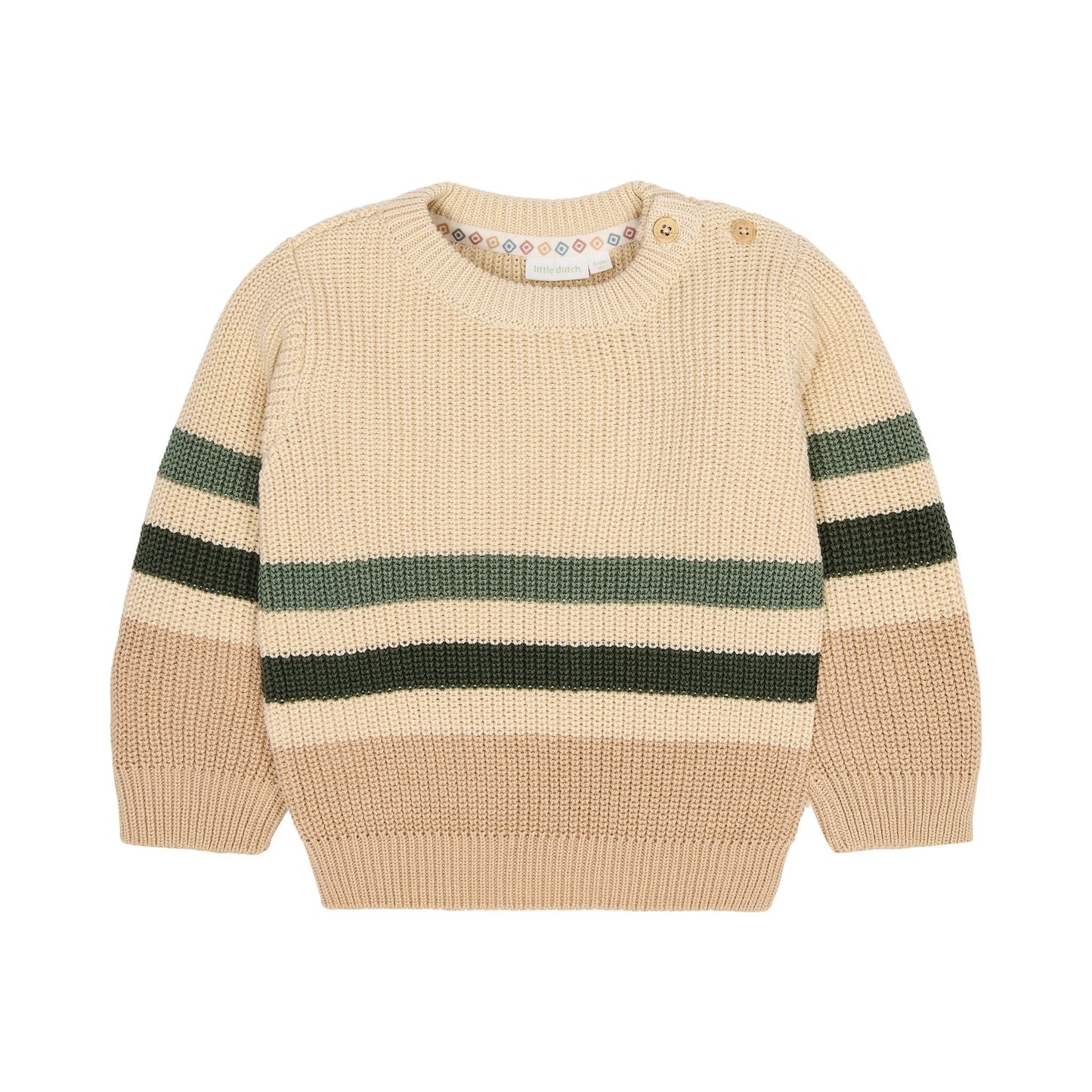 Gestrickter Pullover Sand gestreift Little Dutch