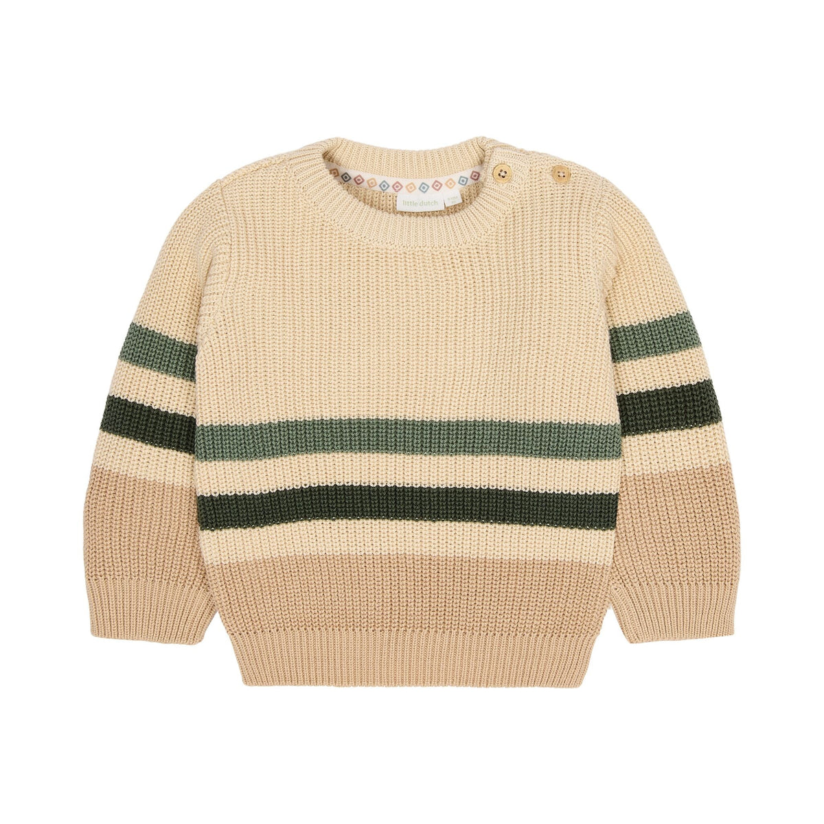 Gestrickter Pullover Sand gestreift Little Dutch