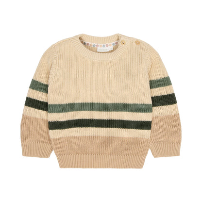 Gestrickter Pullover Sand gestreift Little Dutch