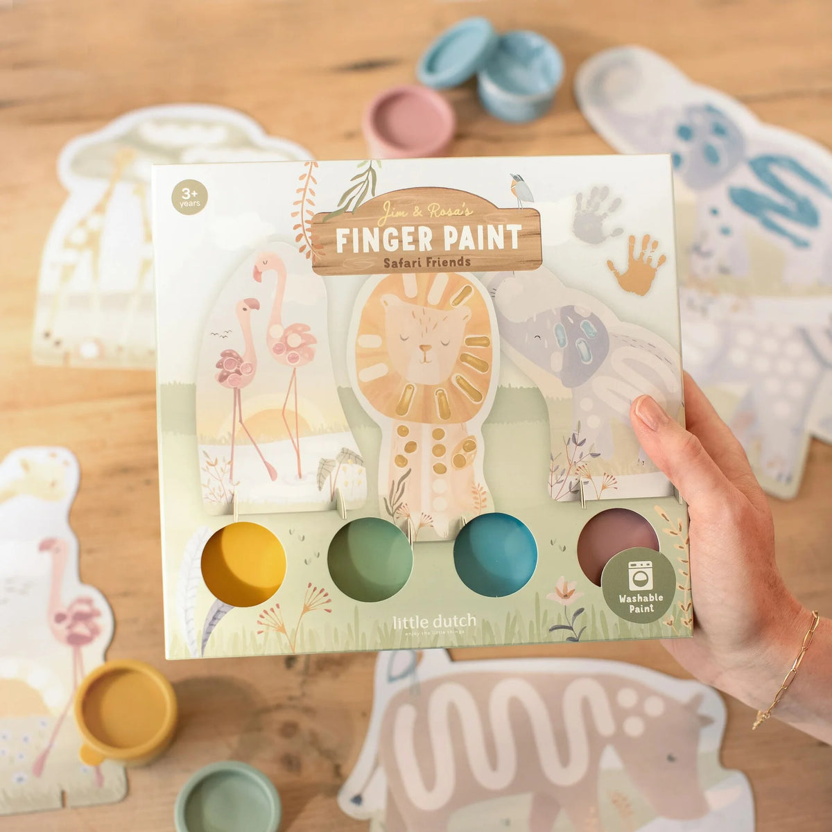 Little Dutch Fingermalset Jim und Rosa mit Safari-Motiven Verpackung

