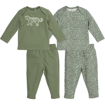 Meyco Baby-Pyjamas Cheetah Forest Green