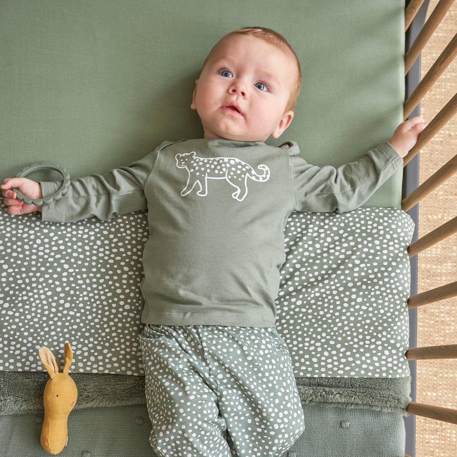 Meyco Baby-Pyjamas Cheetah Forest Green