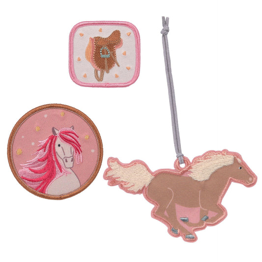 Anhänger & Patches Schul Set Unique, Horse pink