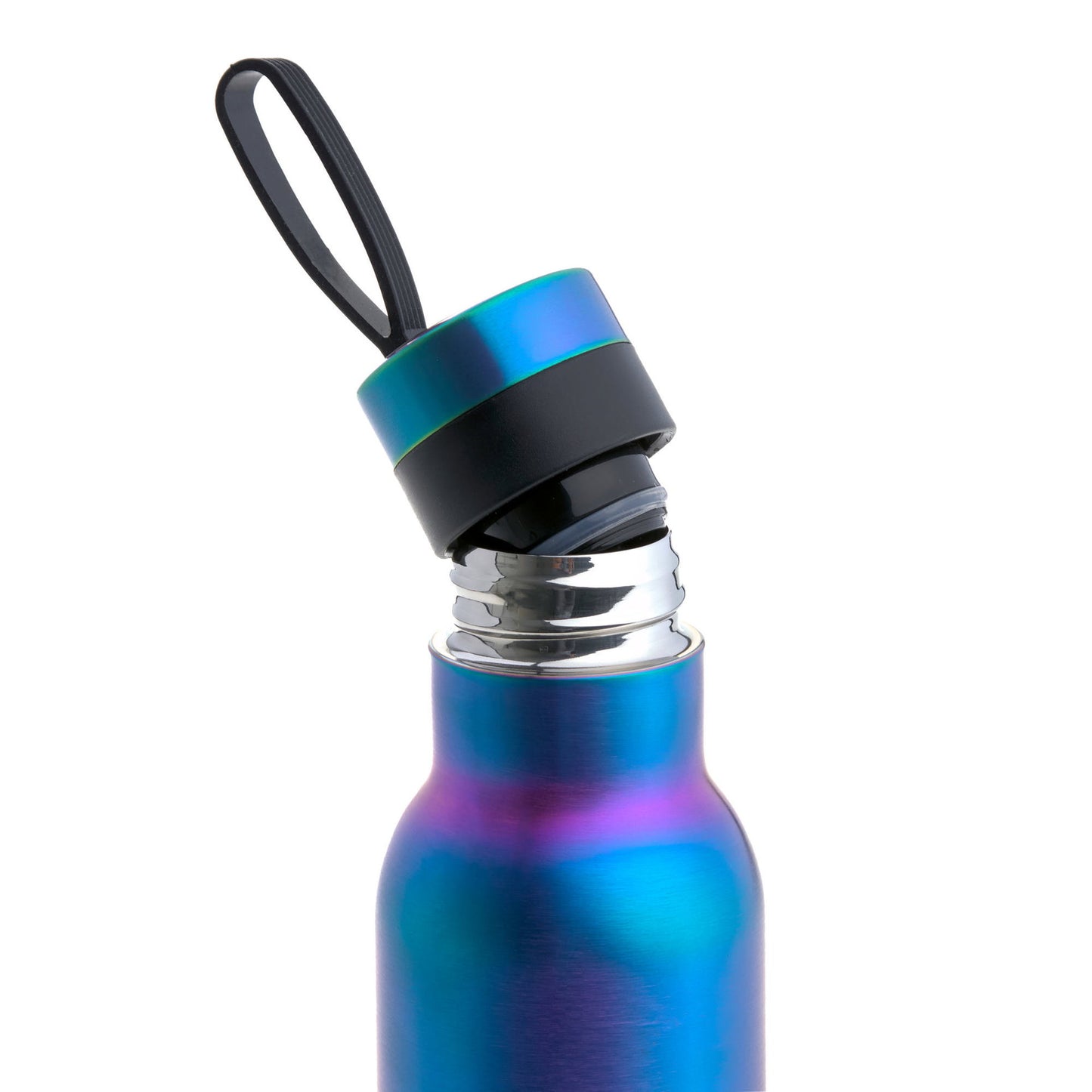 Lässig Edelstahl Kinder Trinkflasche Doppelwandig 500 ml BOLD, Blau Violett Seitenansicht