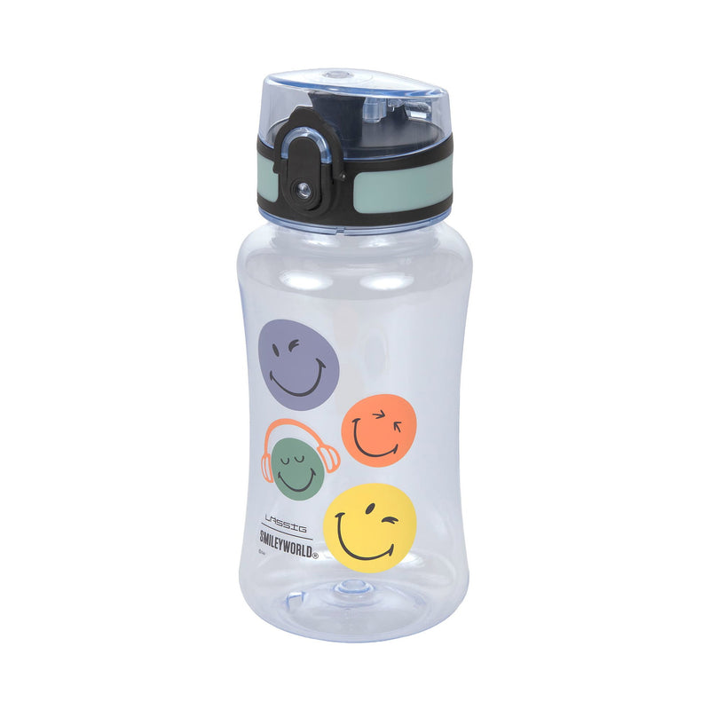 Lässig Tritan Trinkflasche SmileyWorld Blau 420 ml mit 1 Click Verschluss