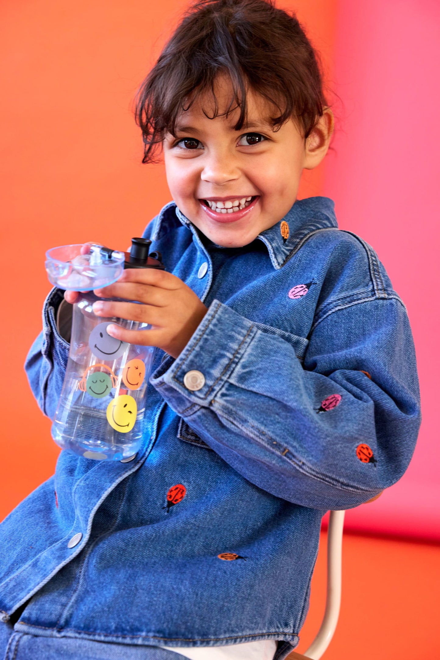 Lässig Tritan Trinkflasche SmileyWorld Blau 420 ml mit 1 Click Verschluss