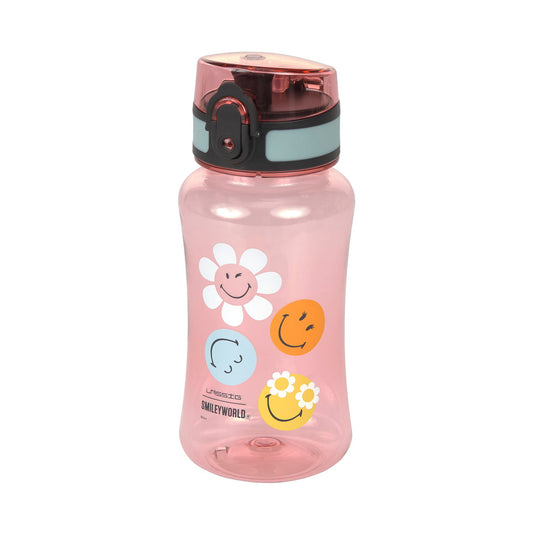 Lässig Tritan Trinkflasche SmileyWorld Rosa 420 ml mit 1 Click Verschluss