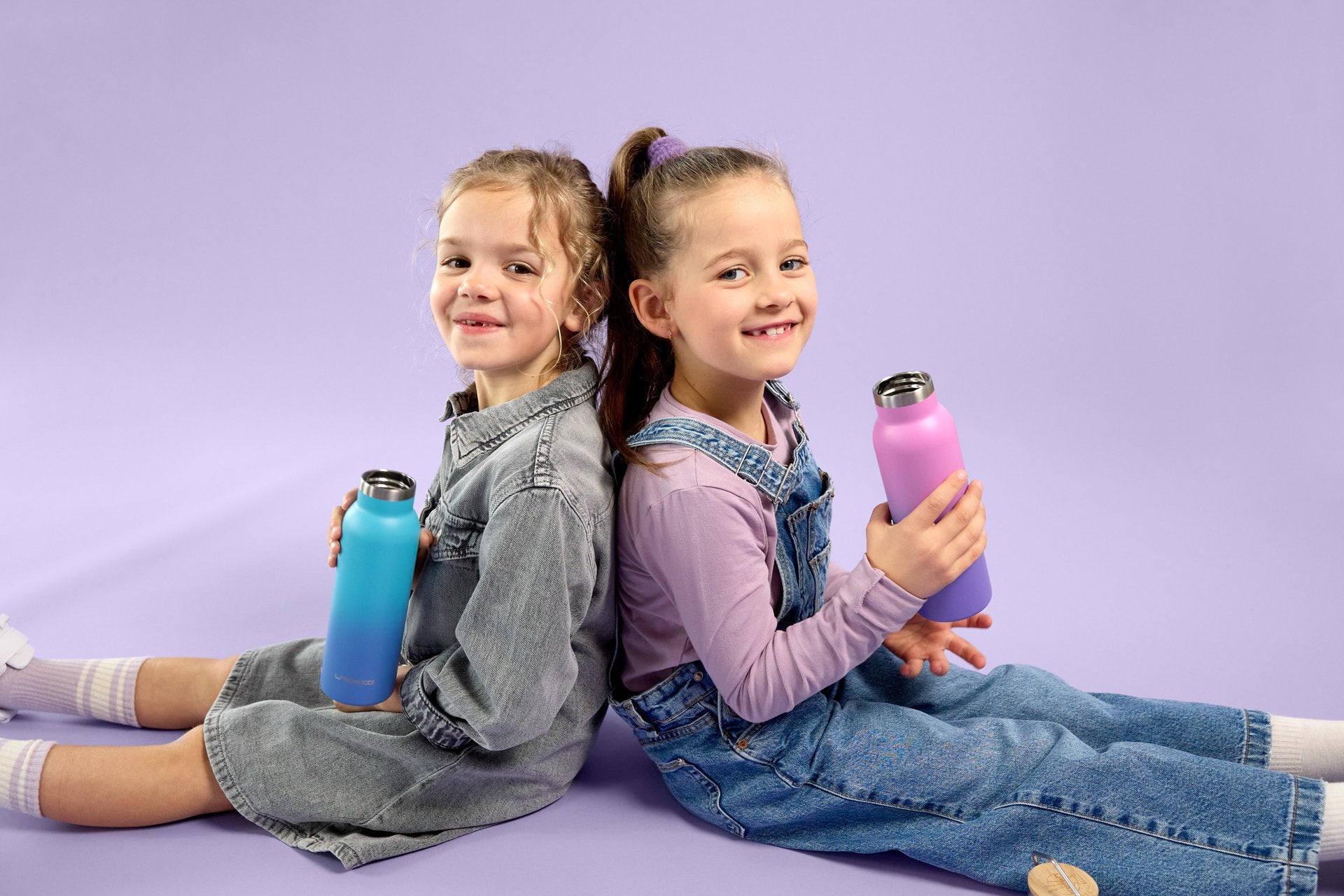 Lässig Edelstahl Kinder Trinkflasche 460 ml Unique Gradient, Lila Seitenansicht