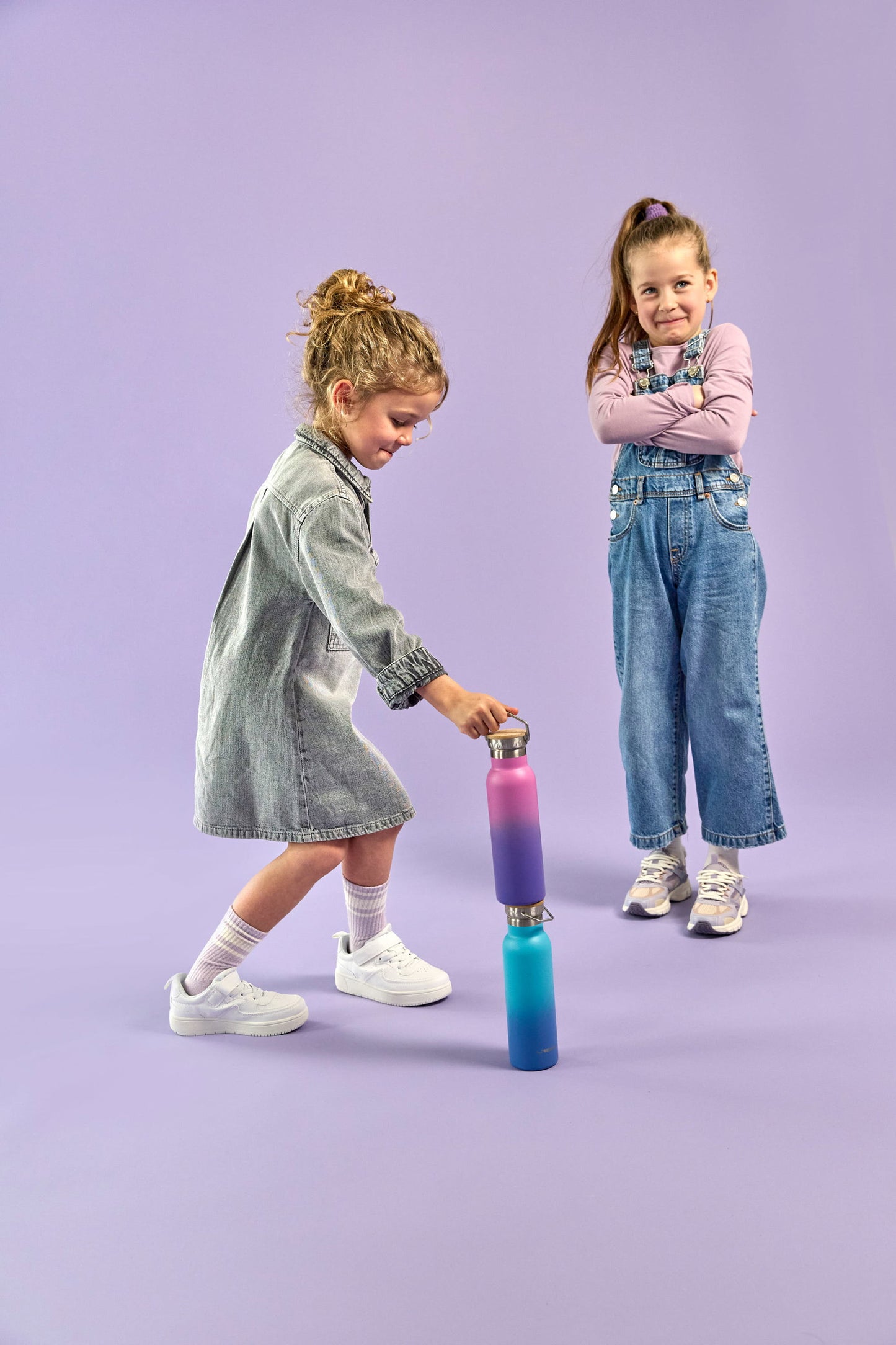 Lässig Edelstahl Kinder Trinkflasche 460 ml Unique Gradient, Lila Detail Bild