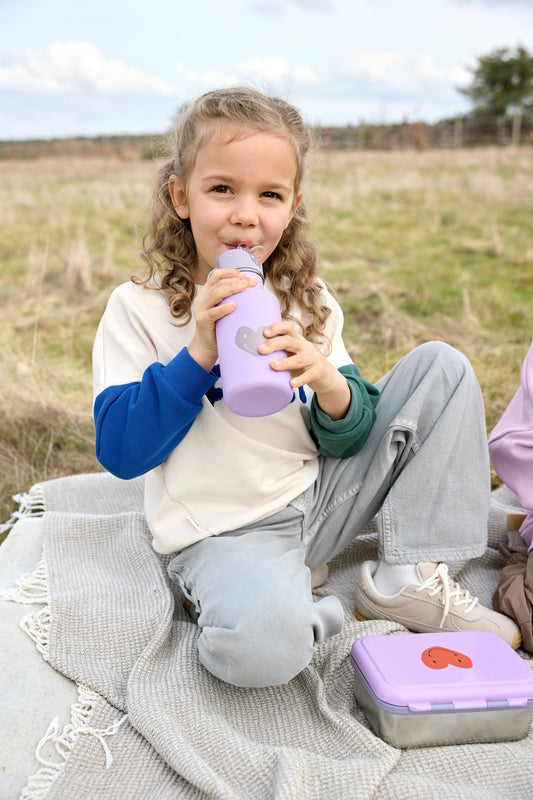 Edelstahl Kinder Trinkflasche Little Gang, Herz, Lila