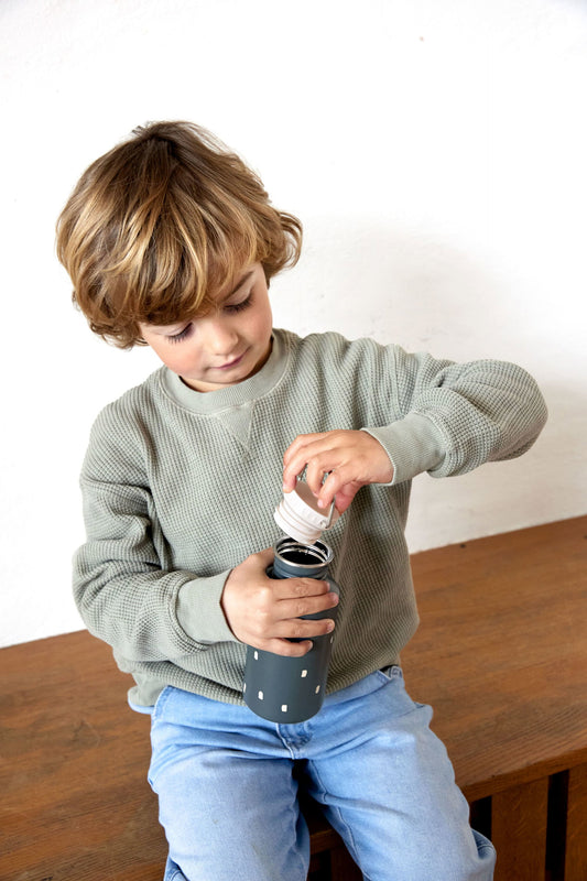 Lässig Edelstahl Kinder Trinkflasche 500 ml Happy Prints, Dunkelblau Detailansicht
