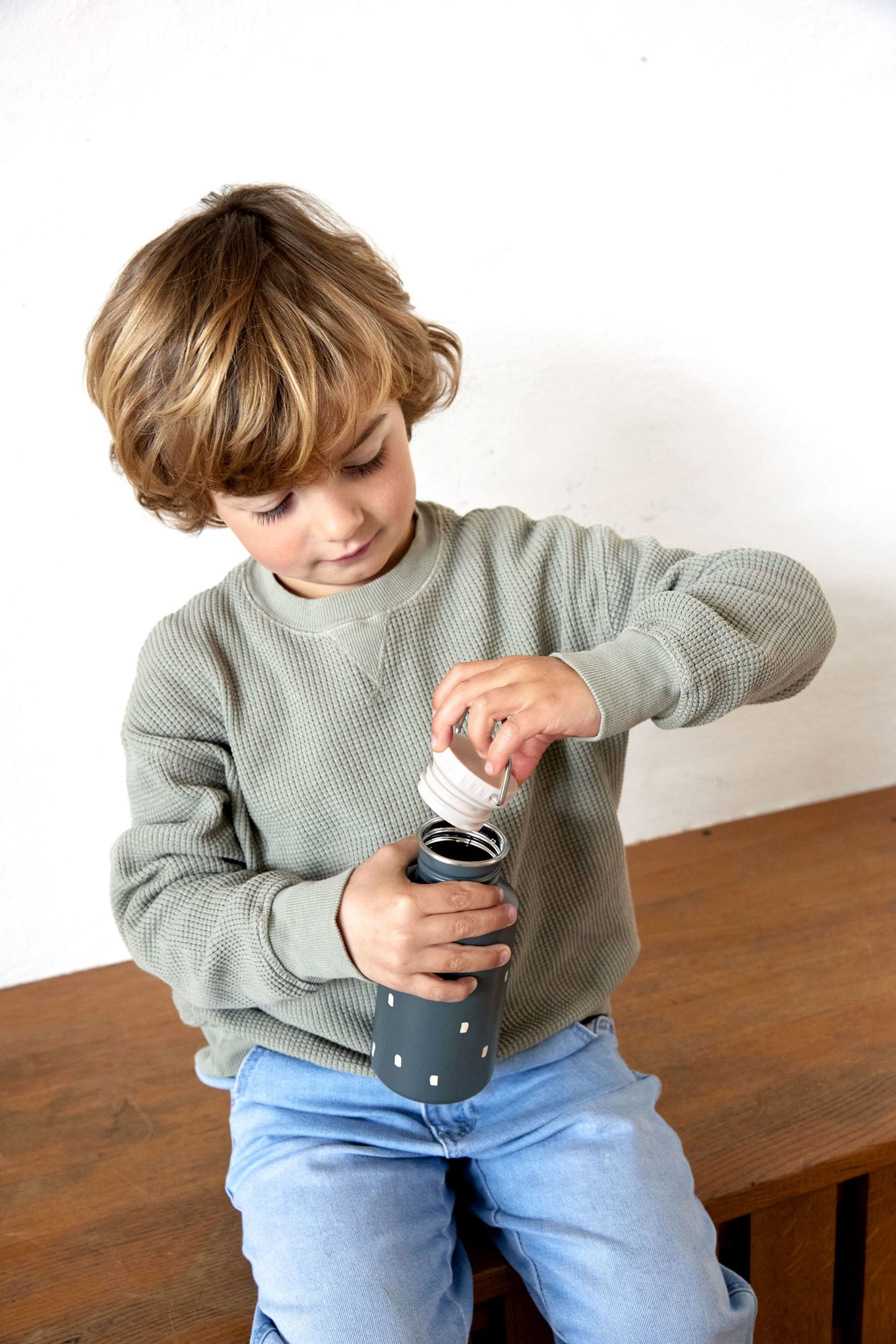 Lässig Edelstahl Kinder Trinkflasche 500 ml Happy Prints, Dunkelblau Detailansicht