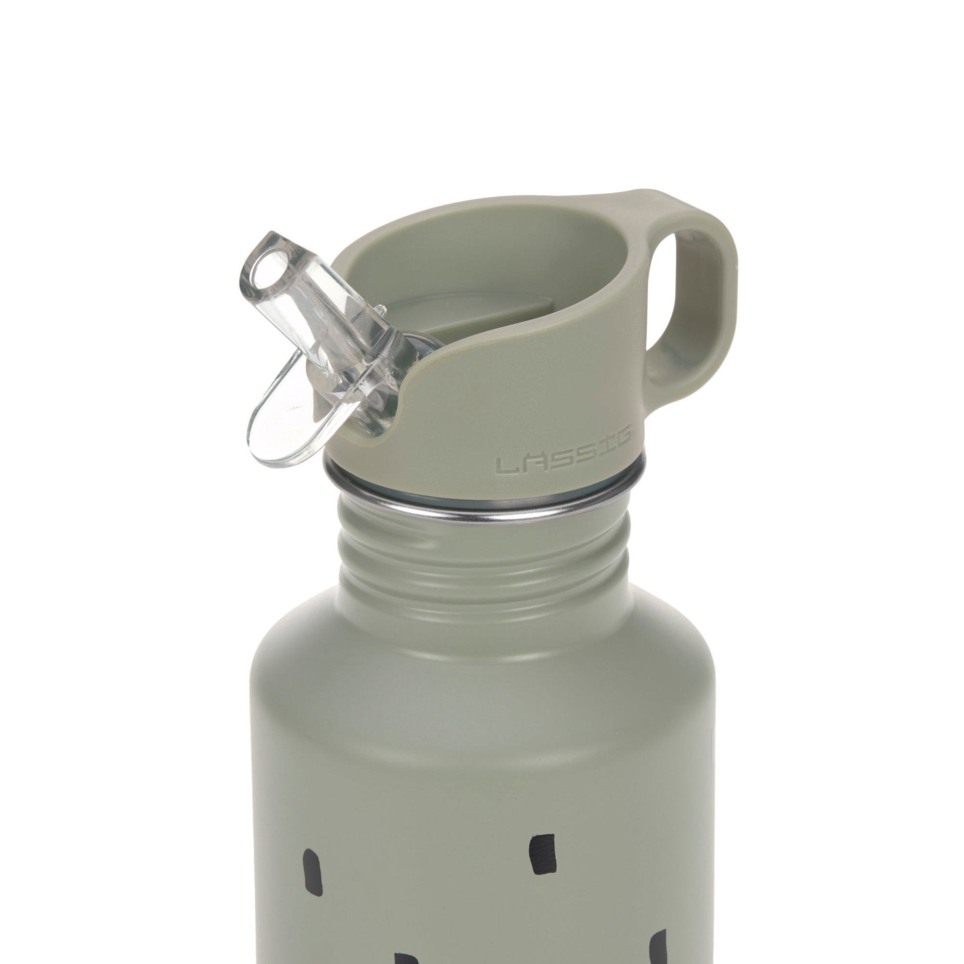 Lässig Edelstahl Kinder Trinkflasche 500 ml Happy Prints, Oliv Seitenansicht