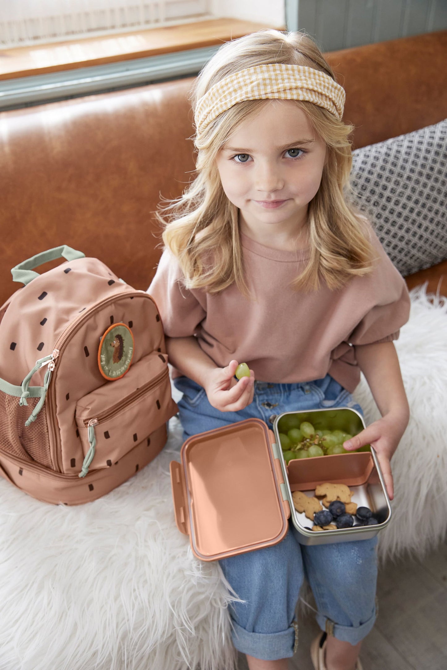 Lässig Brotdose Kinder Edelstahl Lunchbox, Happy Prints Karamell Seitenansicht