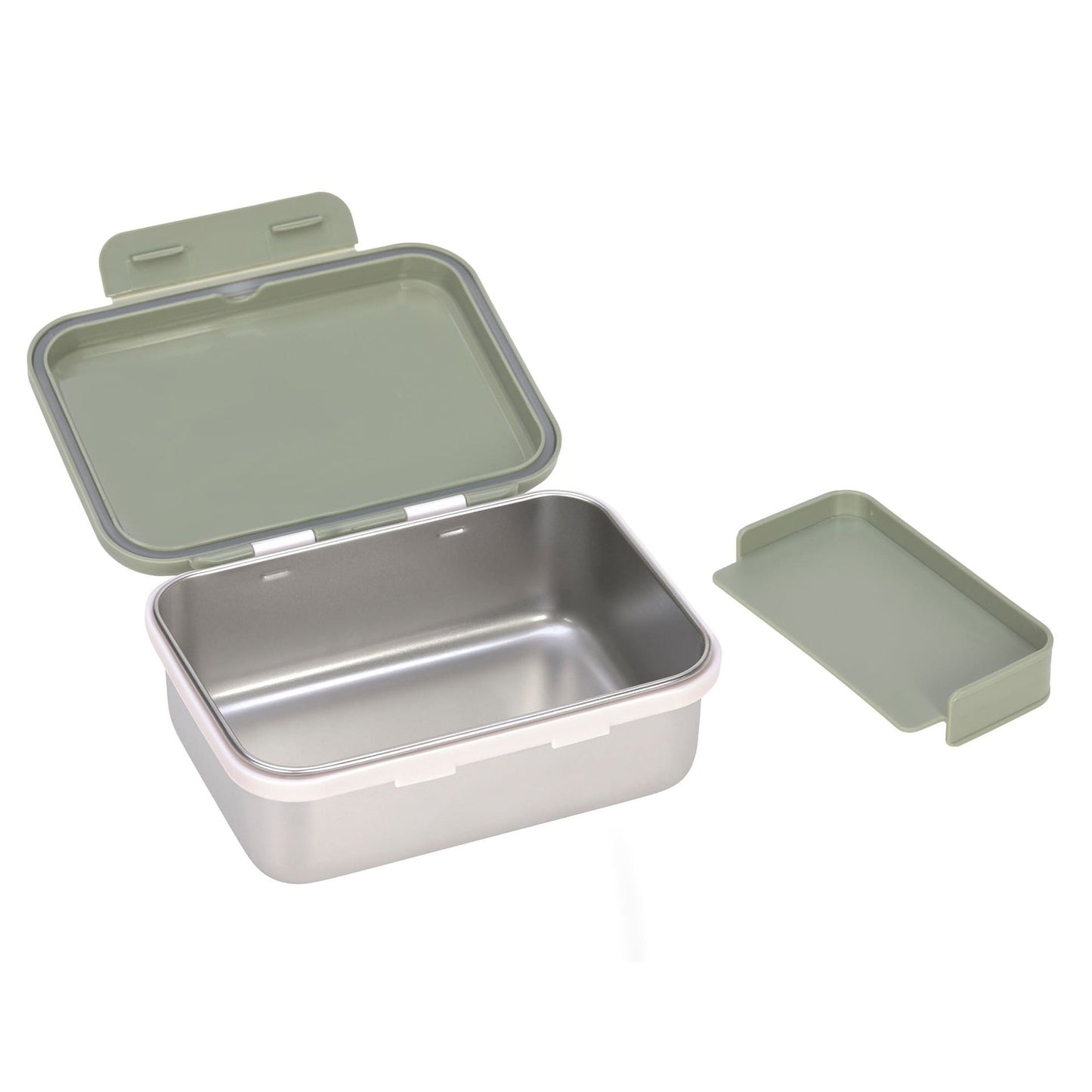 Lässig Brotdose Kinder Edelstahl Lunchbox, Happy Prints Oliv Rückansicht