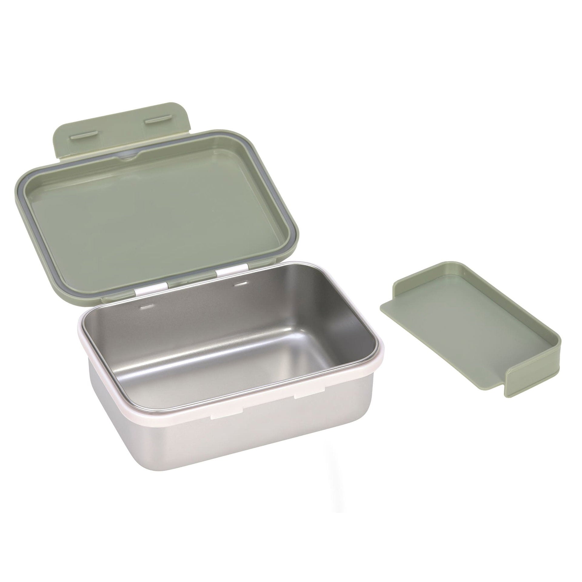 Lässig Brotdose Kinder Edelstahl Lunchbox, Happy Prints Oliv Rückansicht