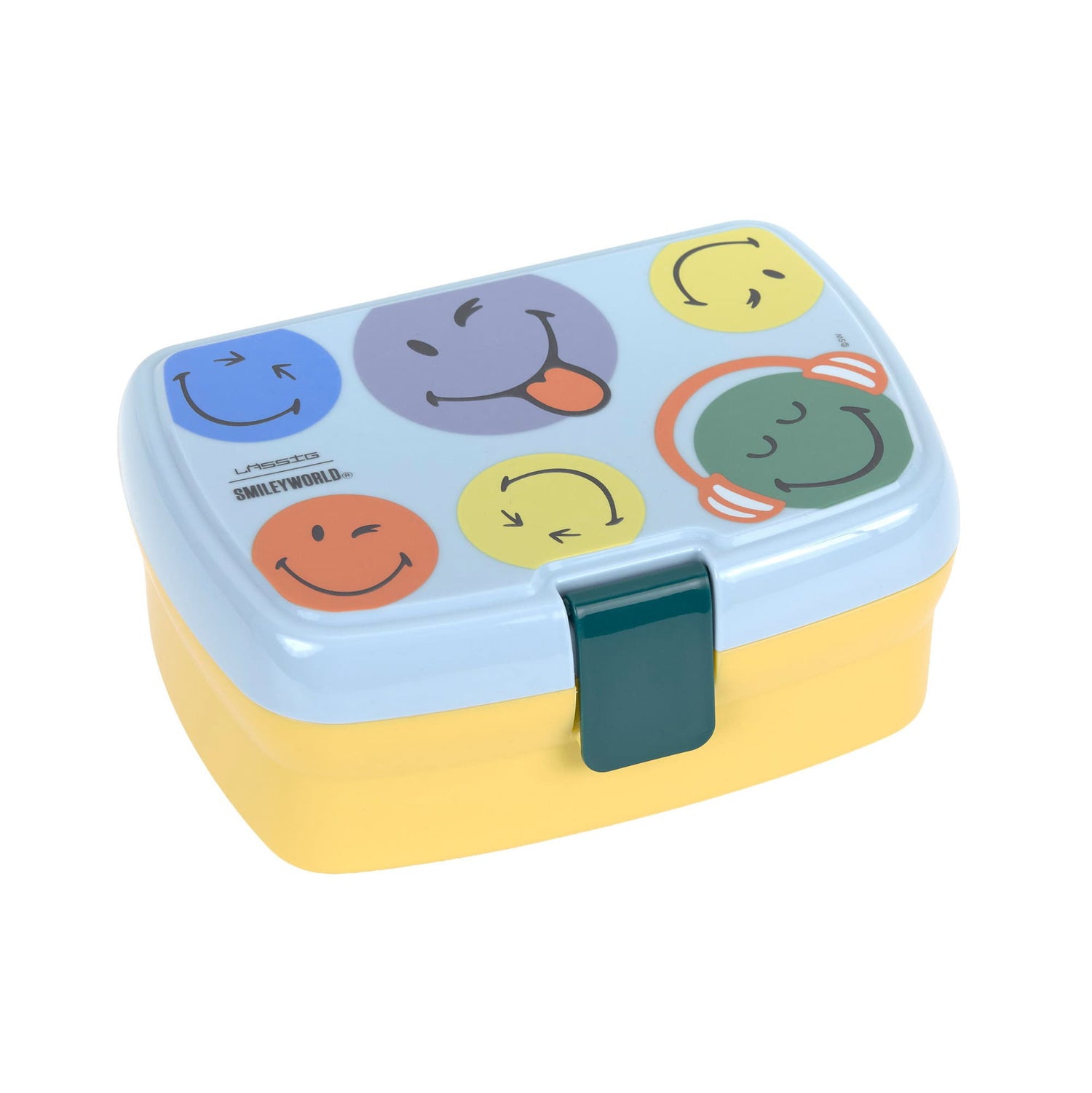 LÄSSIG Brotdose SmileyWorld Blau Bento Lunchbox 17,7 cm