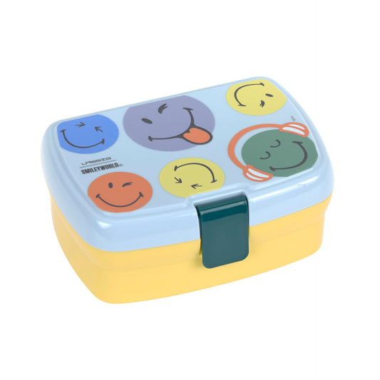 LÄSSIG Brotdose SmileyWorld Blau Bento Lunchbox 17,7 cm