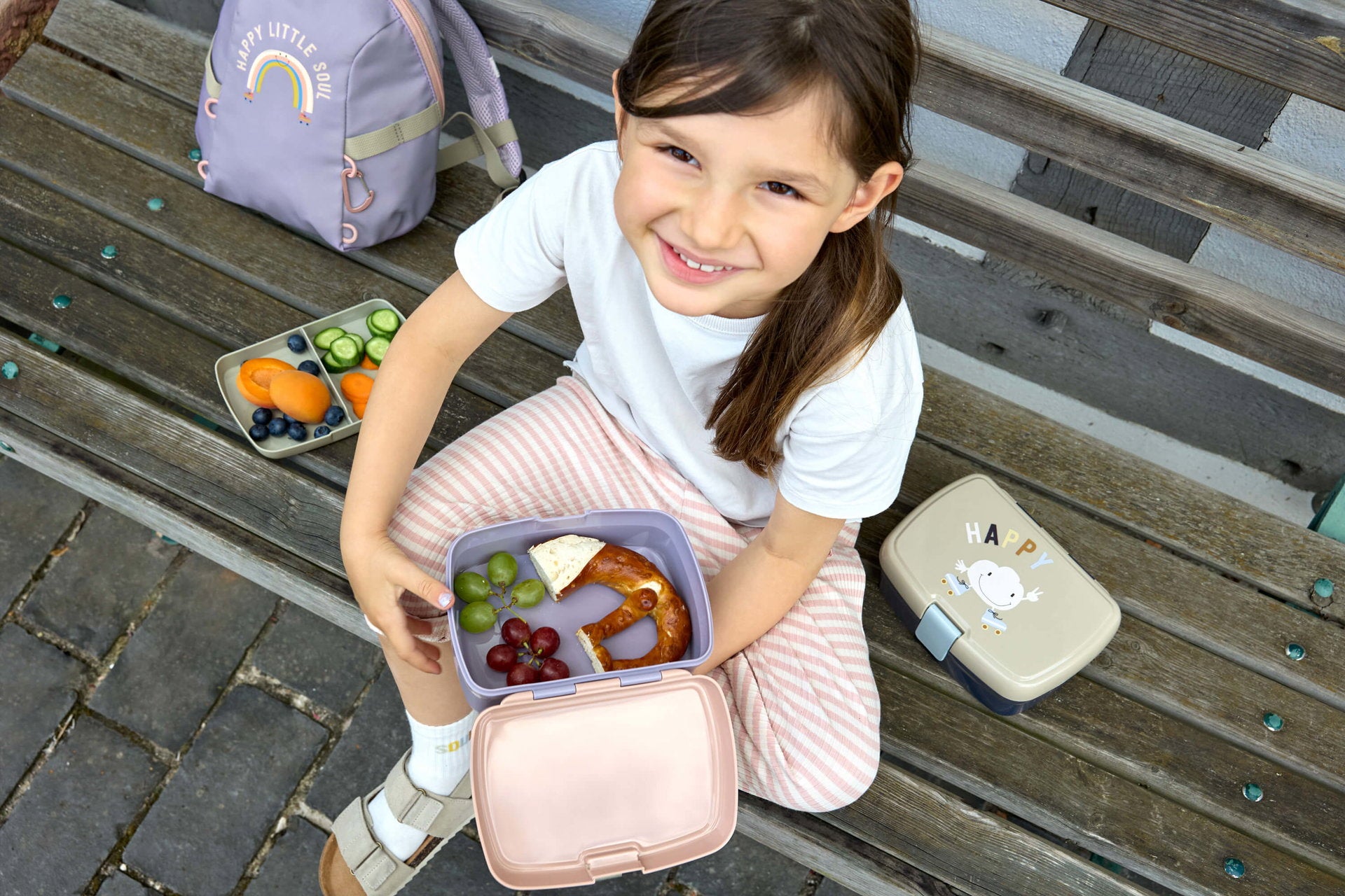 Lässig Brotdose Kinder Tiny Outdoor, Regenbogen Rosa Lila Seitenansicht