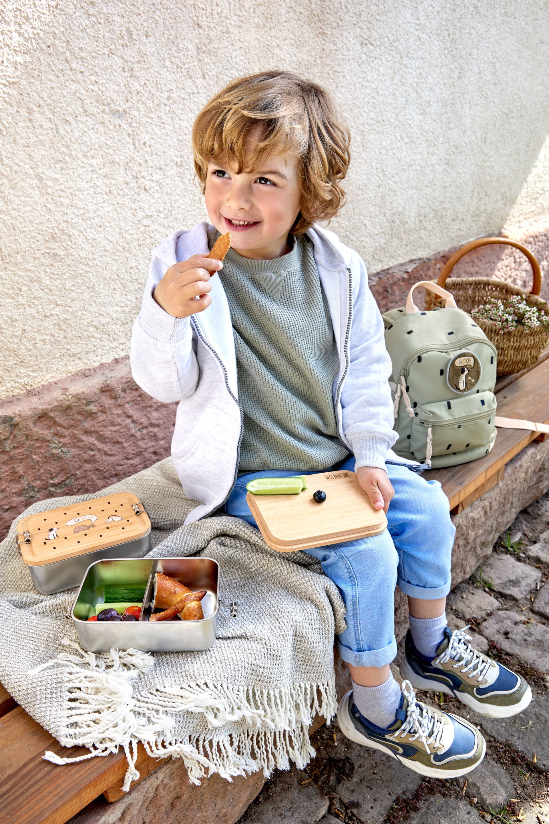 Lässig Brotdose Kinder Edelstahl Lunchbox, Nature Seitenansicht