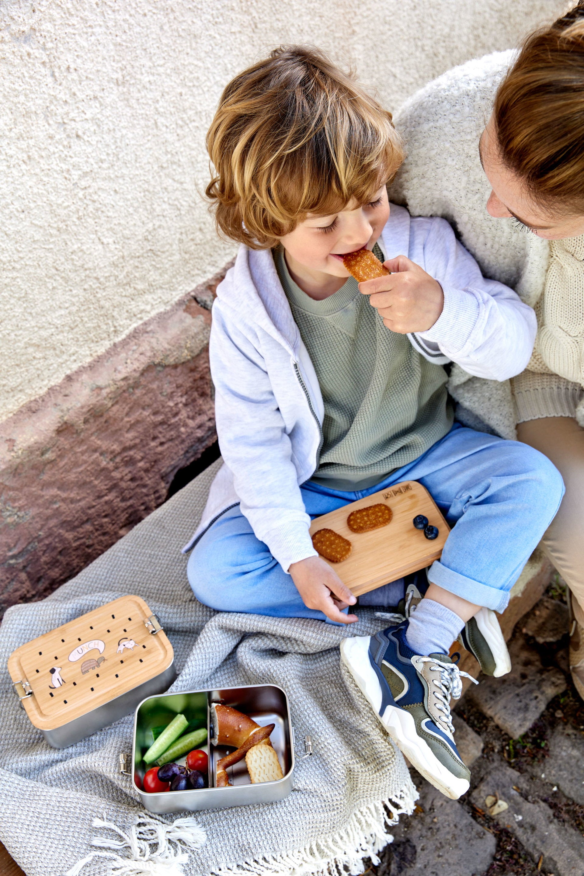 Lässig Brotdose Kinder Edelstahl Lunchbox, Happy Prints Seitenansicht