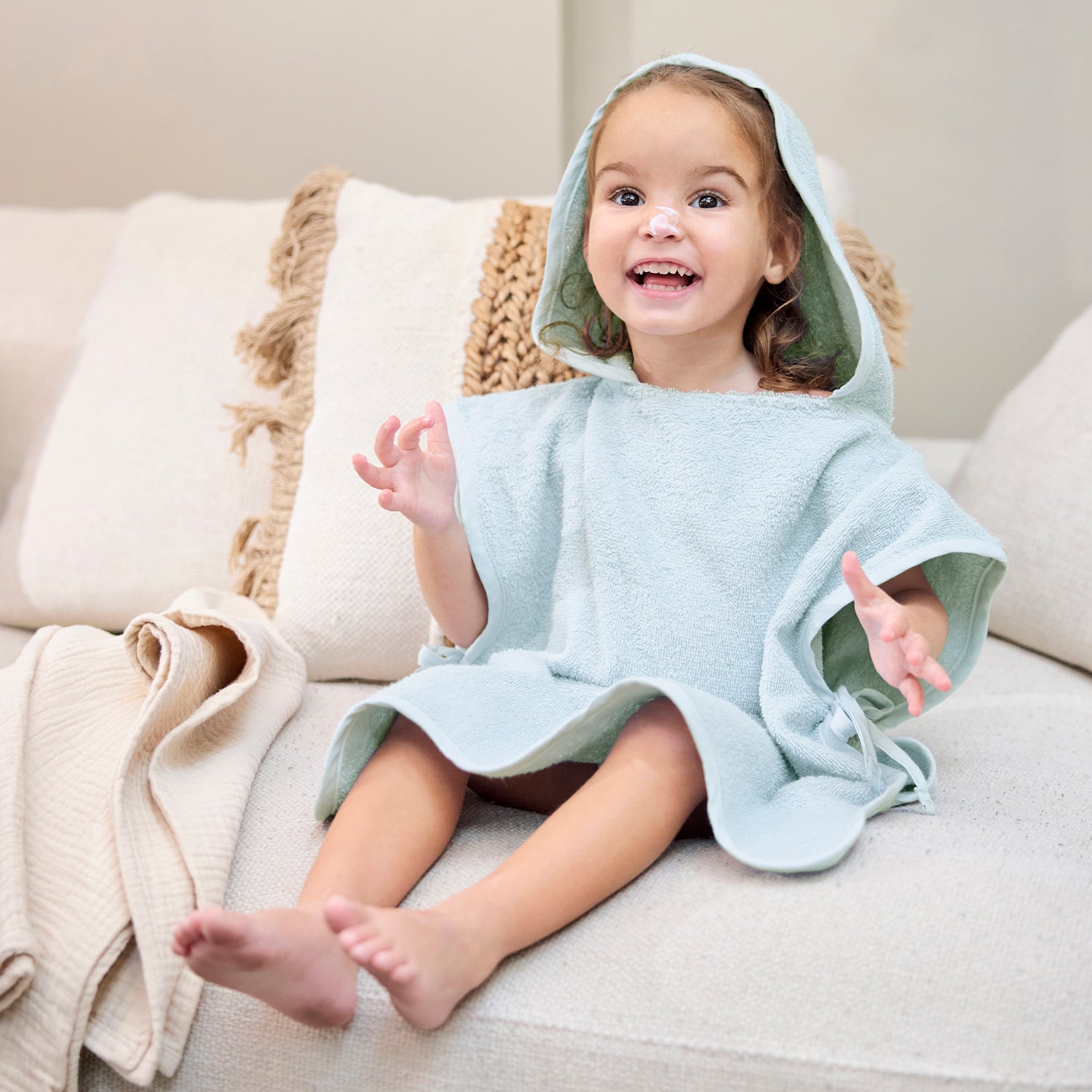 Meyco Badeponcho frottee Wavy Grey Blue