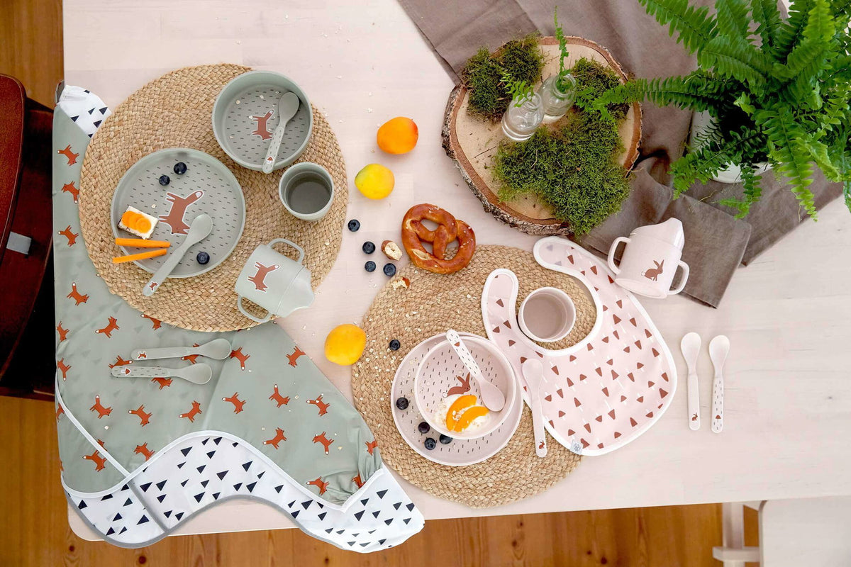 Kindergeschirr Set (Teller Schüssel Becher Löffel), Little Forest Hase