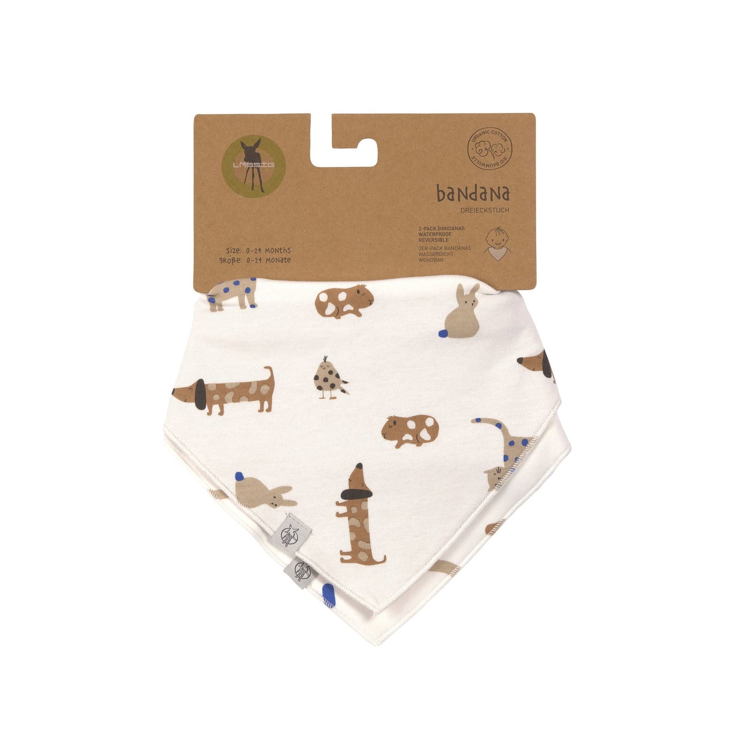 Lässig Dreieckstuch Baby (2 Stk) Bandana, Little Mateys Royal Blau Rückansicht