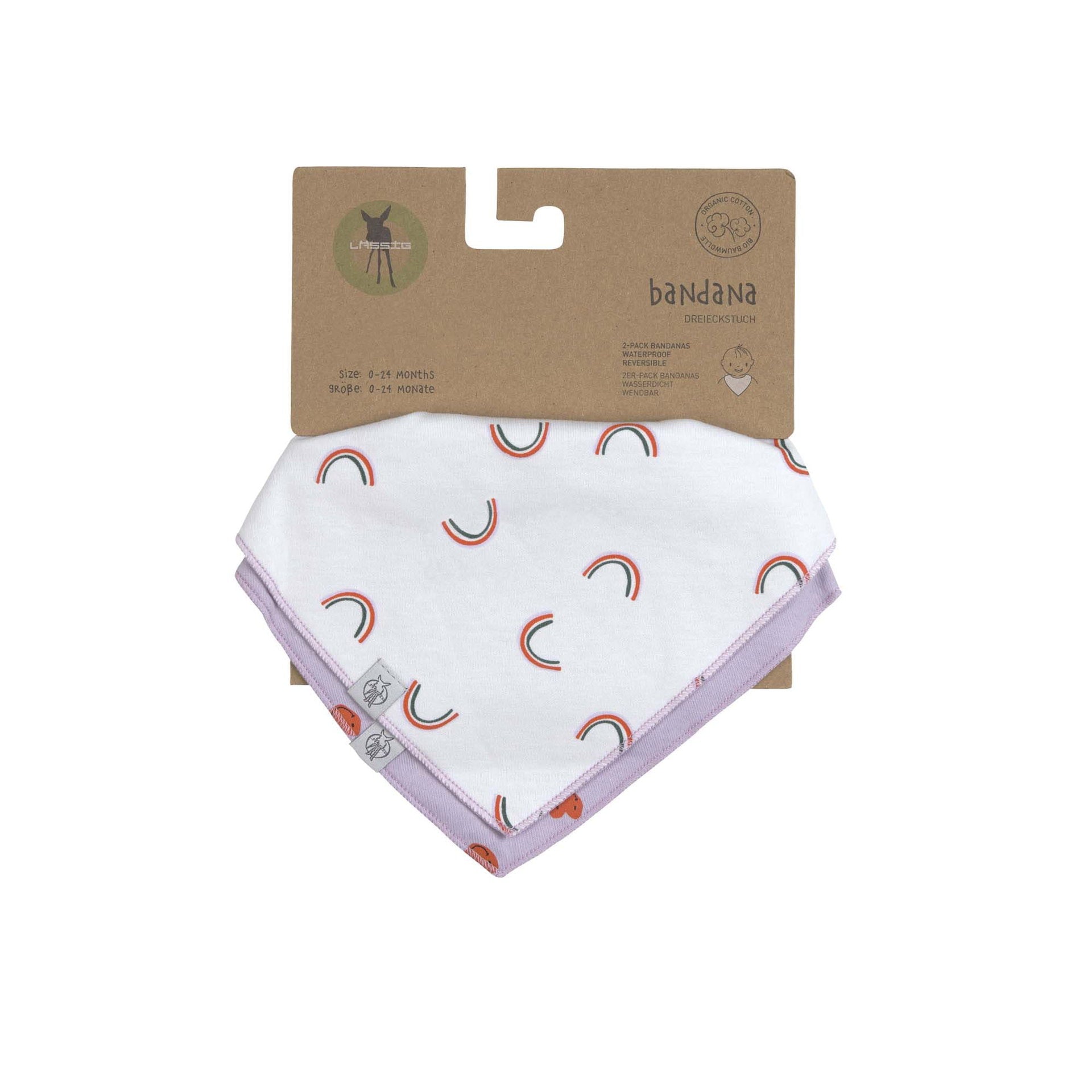 Lässig Dreieckstuch Baby (2 Stk) Bandana, Happy Rascals Herz Rückansicht