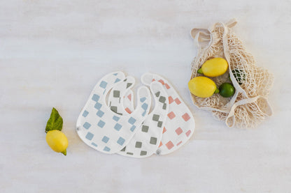 Spucklätzchen 3er Set, Happy Fruits, Pfirsich